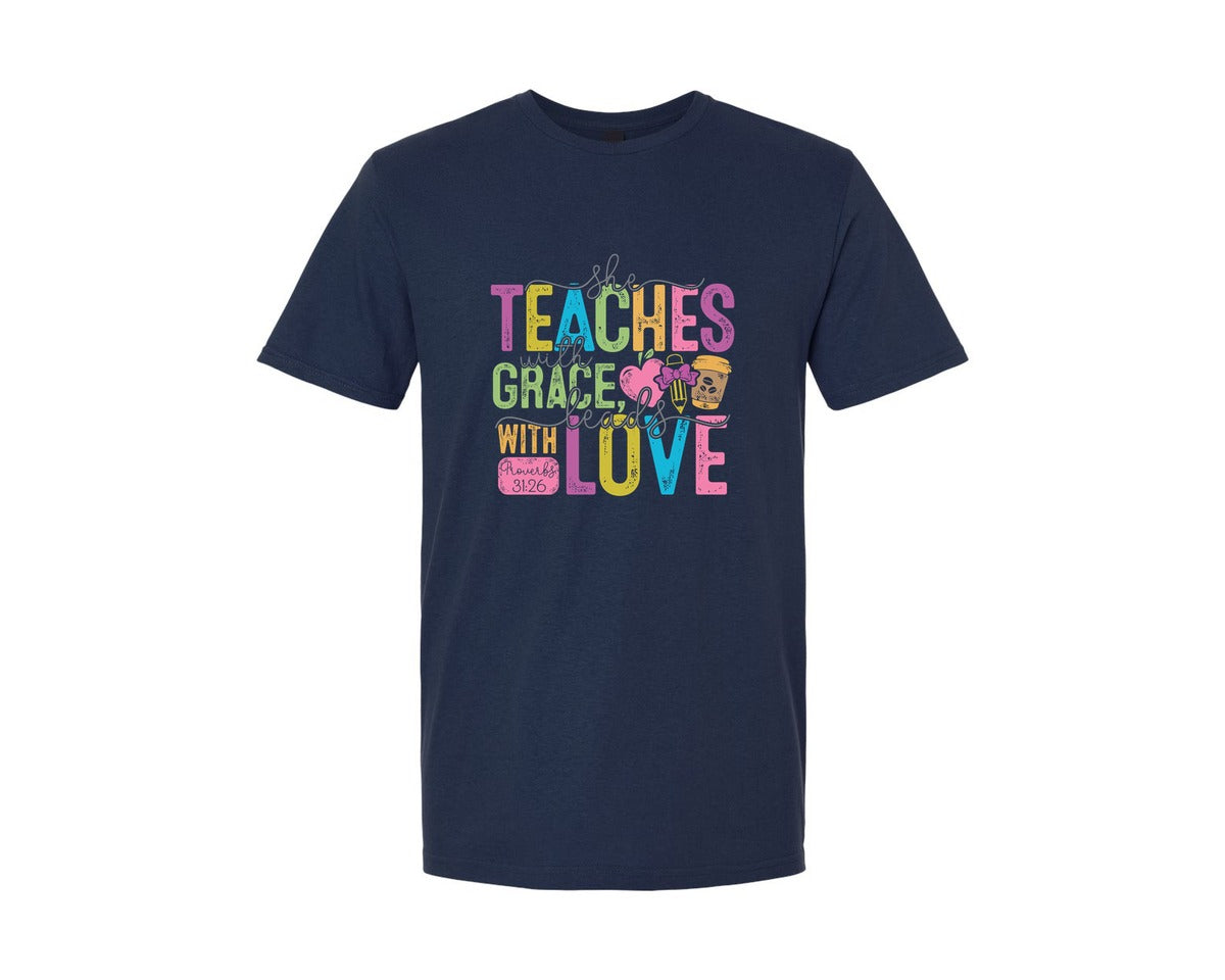 brand:Generic|color:Navy|Christian Teacher Bible Verese Graphic T-Shirt