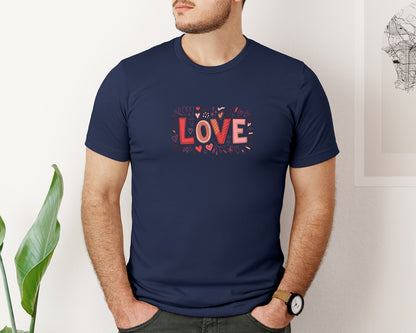 brand:Bella Canvas|color:Navy|Retro Valentine Love 4 Graphic T-Shirt