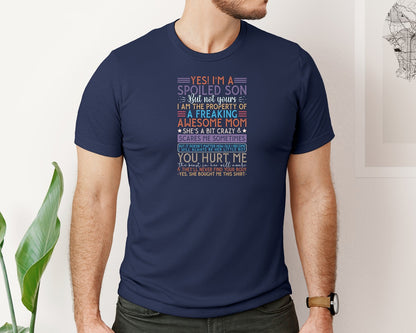 brand:Bella Canvas|color:Navy|Mens Im A Spoiled Son T Shirt Funny Te Graphic T-Shirt