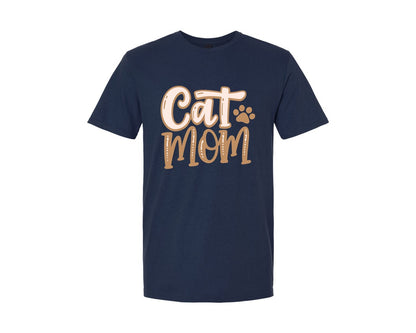 brand:Generic|color:Navy|Cat Mom Cute Crazy Cat Lady Quote Graphic T-Shirt