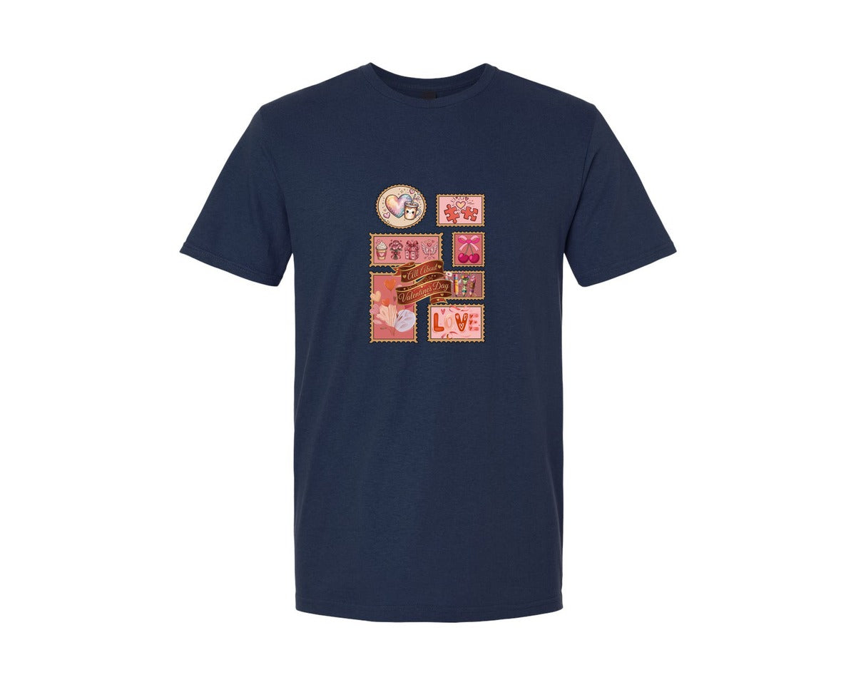 brand:Generic|color:Navy|All About Valentines Day Graphic T-Shirt