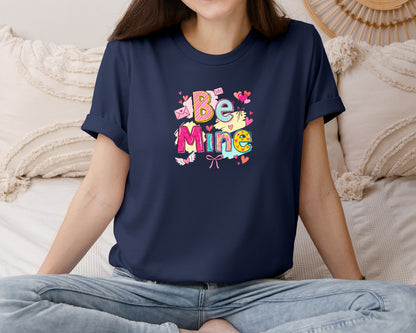 brand:Bella Canvas|color:Navy|Be Mine Valentine Design Graphic T-Shirt