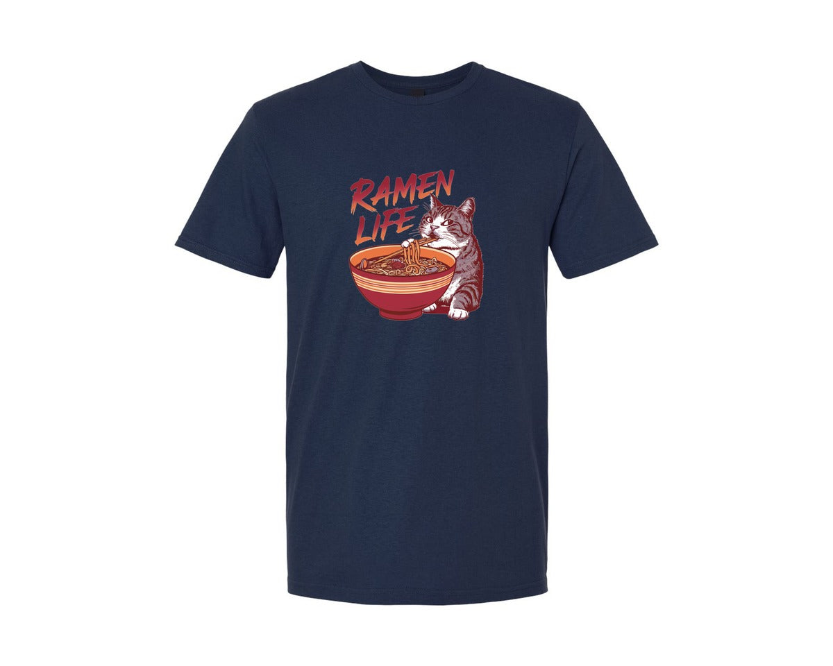 brand:Generic|color:Navy|Cat Ramen T Shirt Design 6 Graphic T-Shirt
