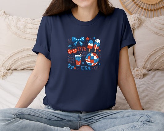 America Preppy Coquette Usa 4Th Of Graphic T-Shirt