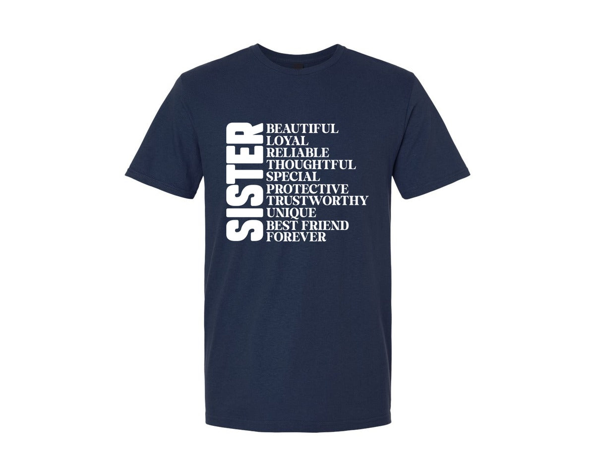 brand:Generic|color:Navy|Sister Adjectives Graphic T-Shirt