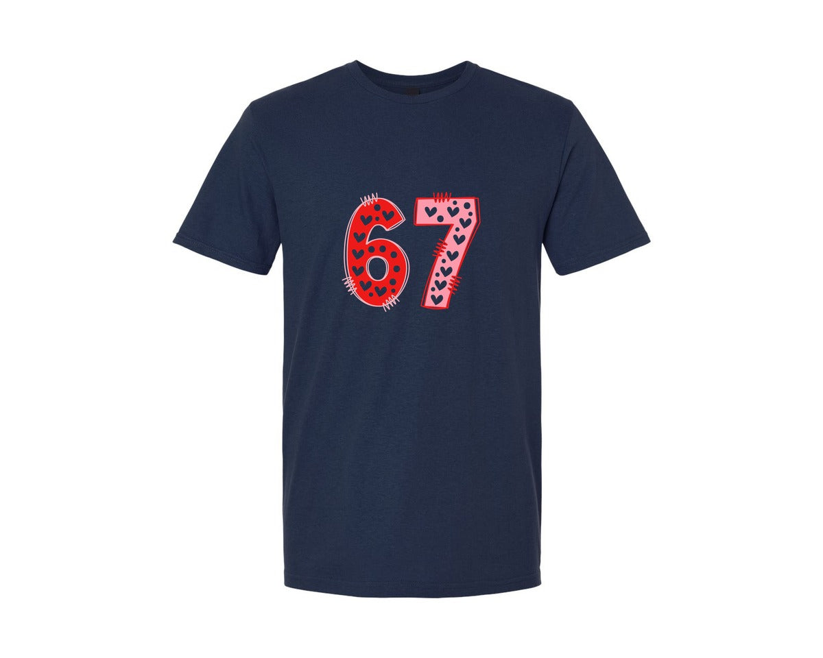 brand:Generic|color:Navy|Six Seven 6 7 Valentines Day Trend Graphic T-Shirt