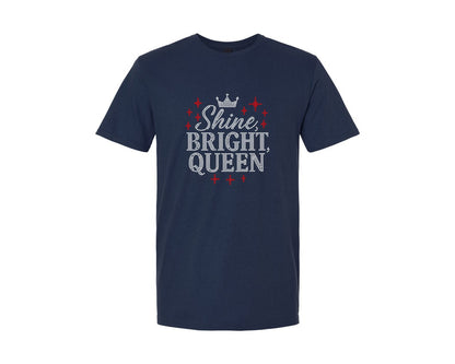 brand:Generic|color:Navy|Shine Bright Queen Rhinestone Design Graphic T-Shirt