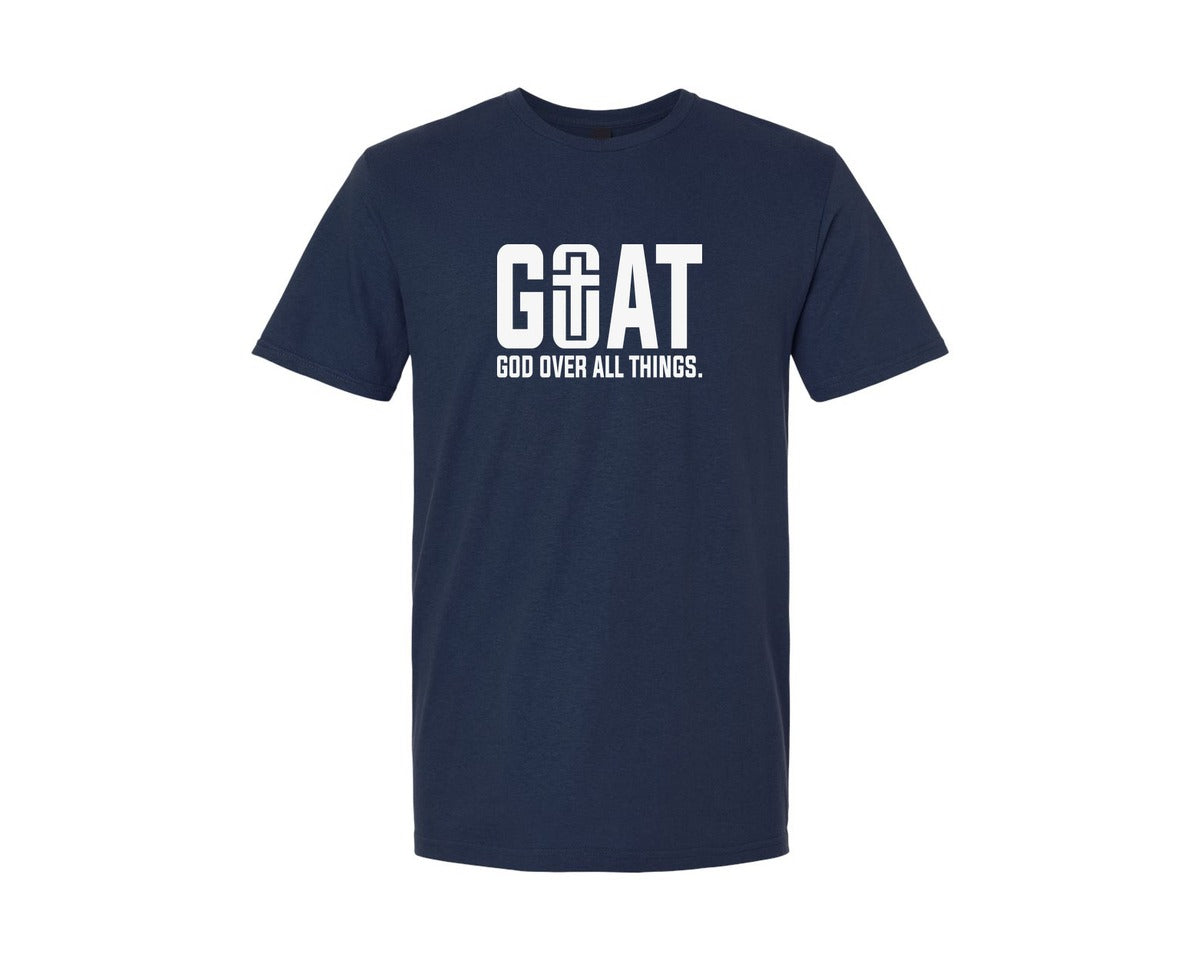 brand:Generic|color:Navy|G O A T God Over All Things Christian Graphic T-Shirt