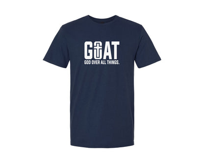 brand:Generic|color:Navy|G O A T God Over All Things Christian Graphic T-Shirt