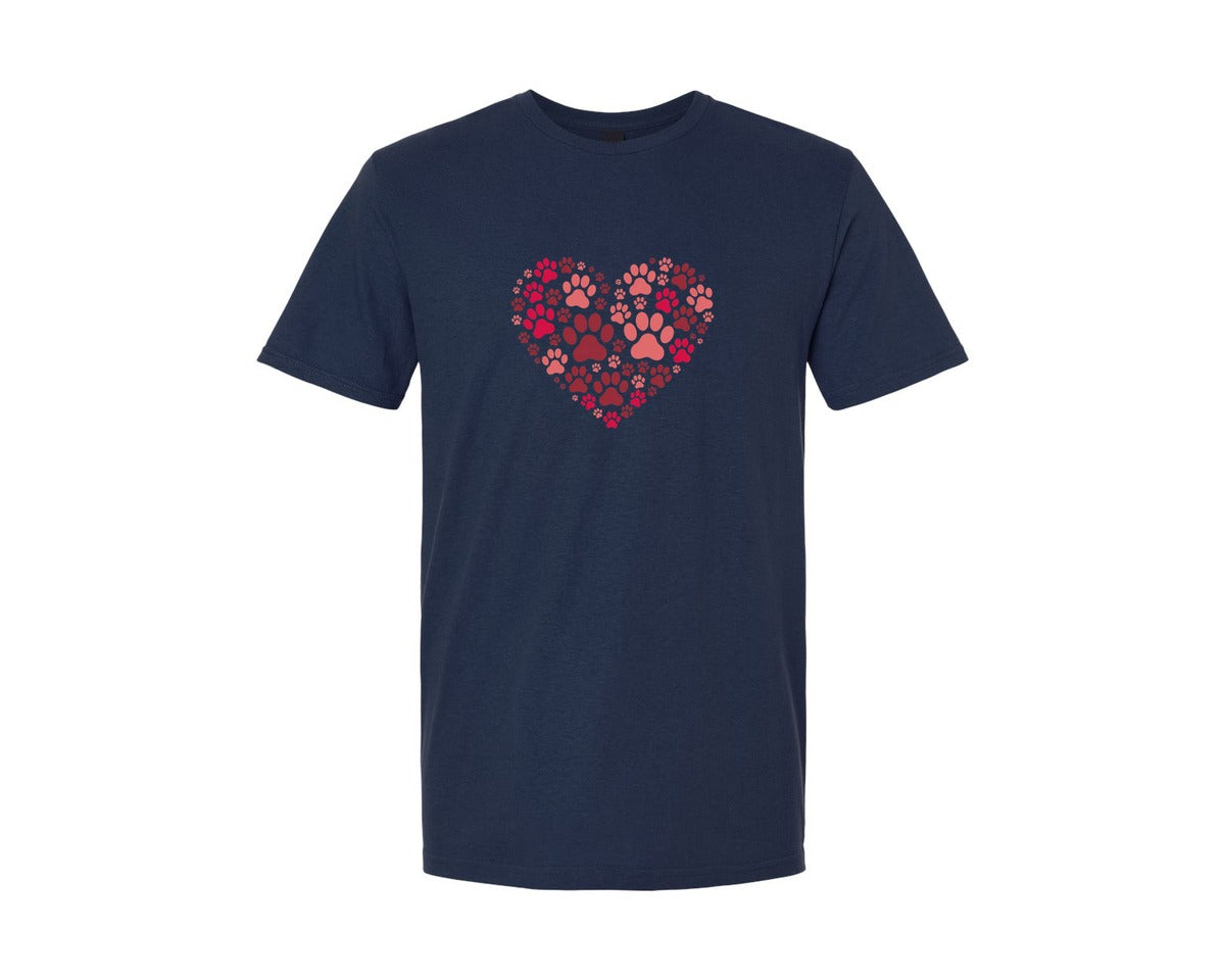 brand:Generic|color:Navy|Paw Heart Valentine Pet Lover Graphic T-Shirt
