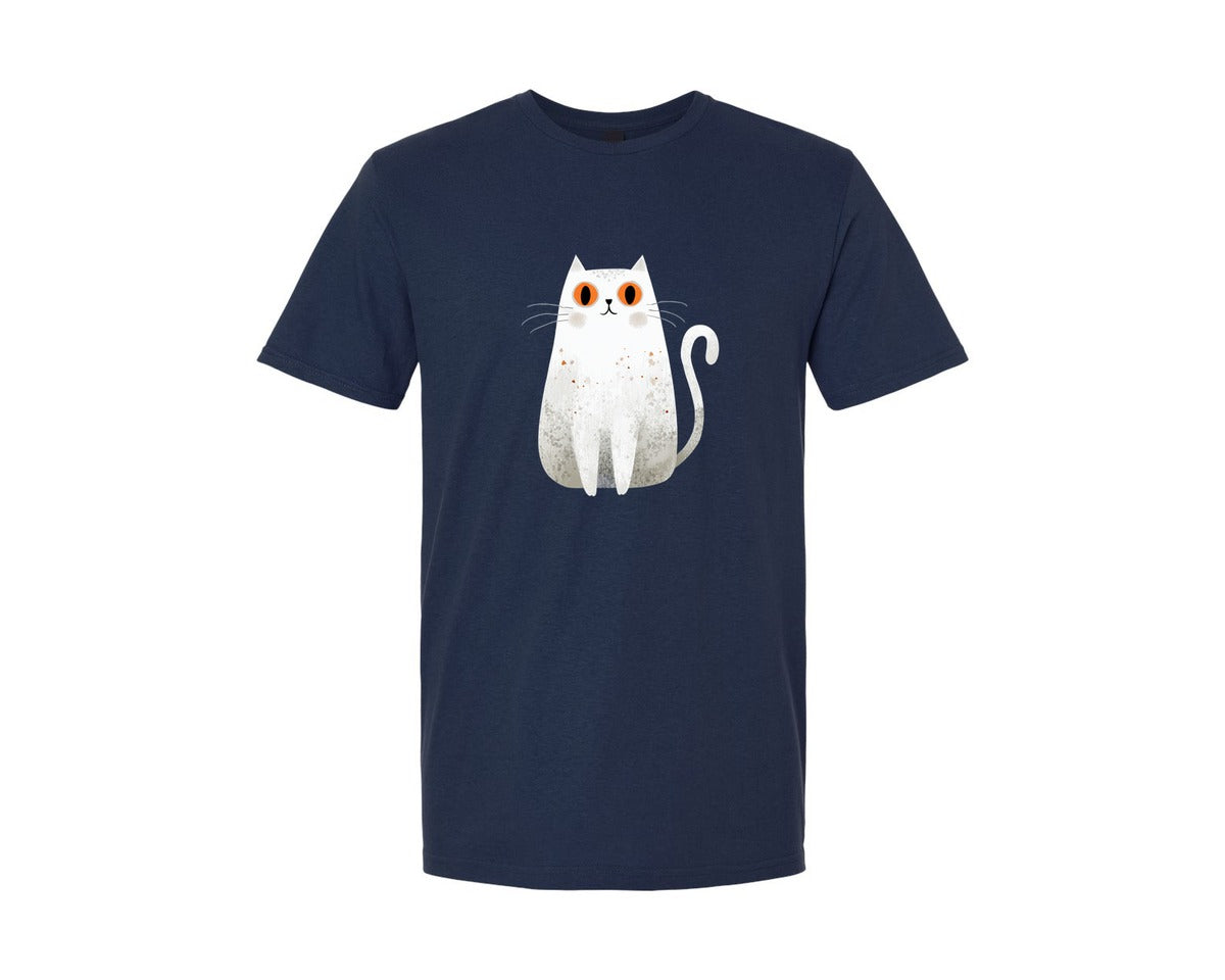 brand:Generic|color:Navy|Halloween Ghost And Cat 18 Graphic T-Shirt