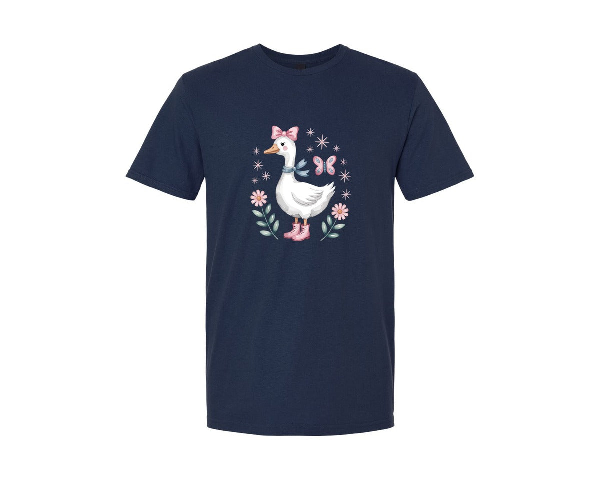 brand:Generic|color:Navy|Coquette Silly Goose Butterfly Graphic T-Shirt