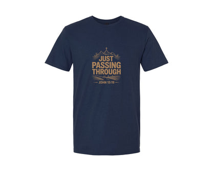 brand:Generic|color:Navy|Just Passing Through John 15 Graphic T-Shirt