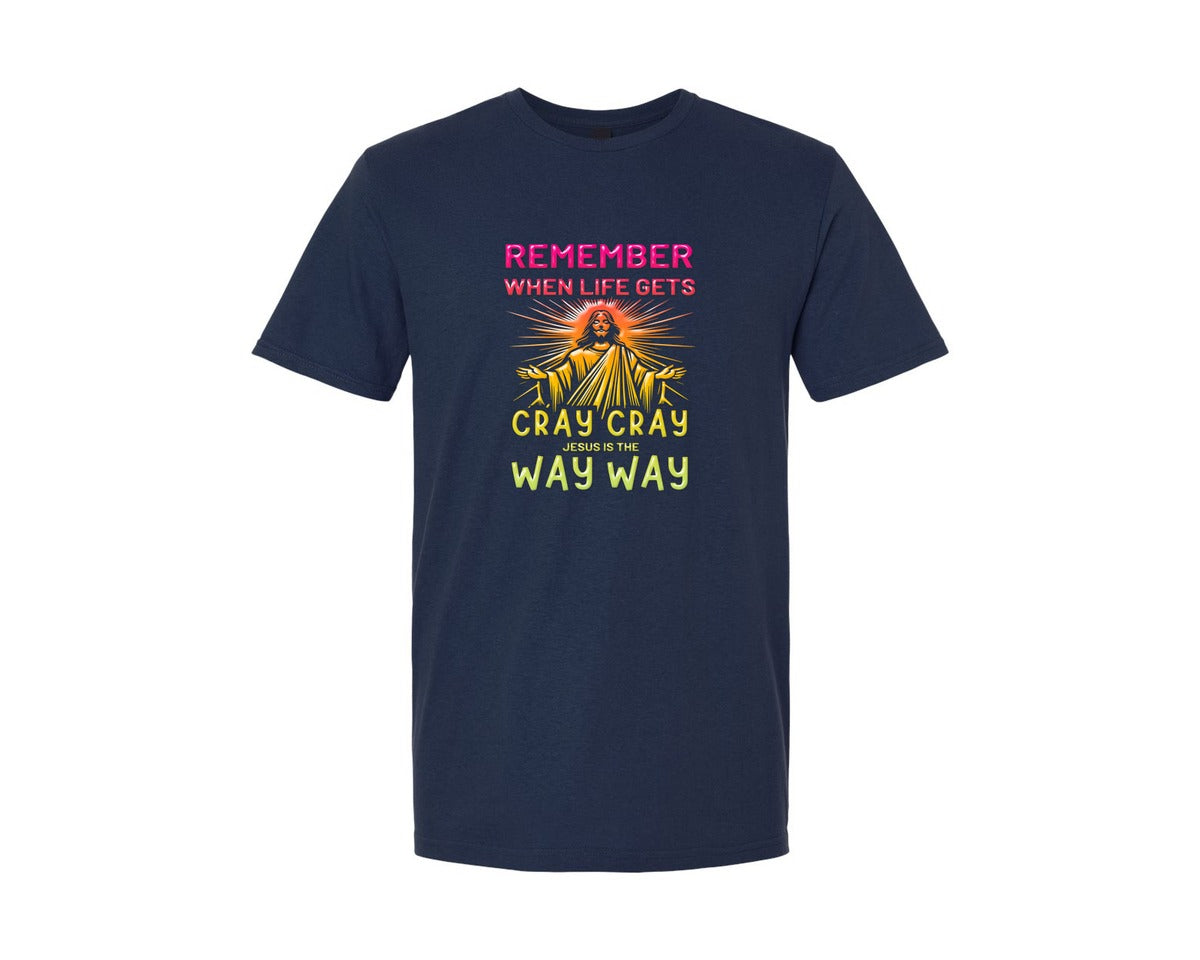 brand:Generic|color:Navy|Jesus Is The Way Christmas Fun Graphic T-Shirt