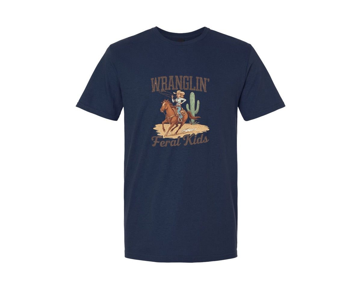brand:Generic|color:Navy|Wranglin Feral Kids Western Mothers Day 3 Graphic T-Shirt