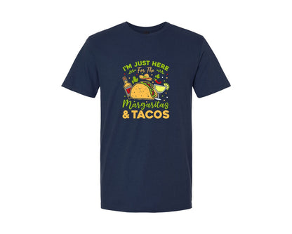 brand:Generic|color:Navy|Just Here For The Margaritas And Tacos Graphic T-Shirt