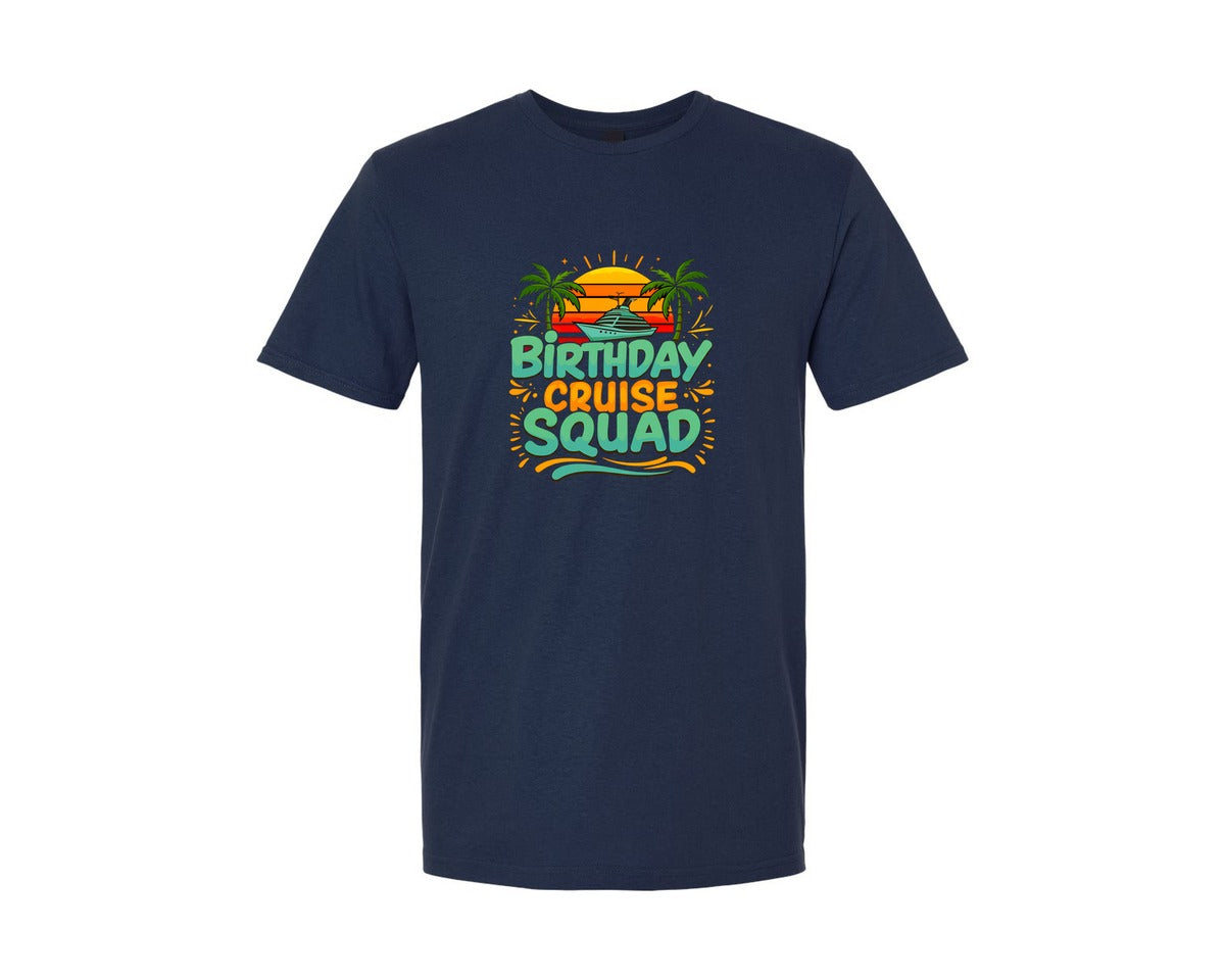 brand:Generic|color:Navy|Birthday Cruise Squad T Shirt Design Graphic T-Shirt
