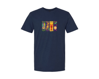 brand:Generic|color:Navy|Mardi Gras Trumpet Crawfish Lantern Graphic T-Shirt