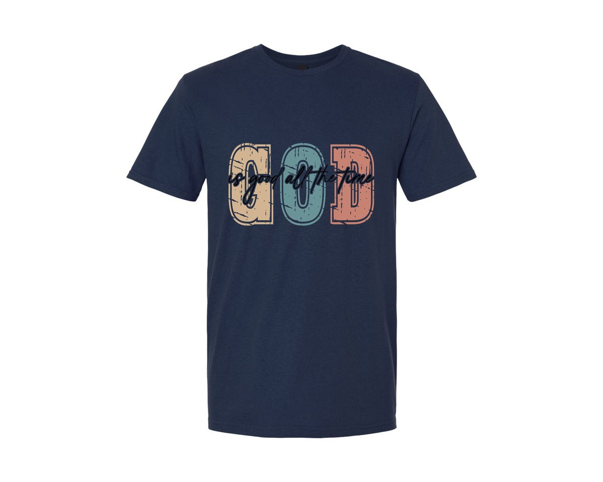 brand:Generic|color:Navy|Christian God Is Good All The Time 8 Graphic T-Shirt