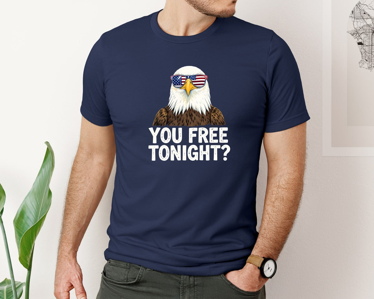 brand:Bella Canvas|color:Navy|You Free Tonight Patriotic Eagle Graphic T-Shirt