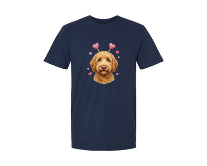 brand:Generic|color:Navy|Cute Valentine Doodle Dog Graphic T-Shirt