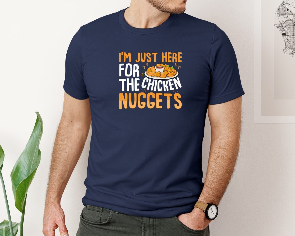 brand:Bella Canvas|color:Navy|Im Just Here For The Chicken Nuggets 3 Graphic T-Shirt