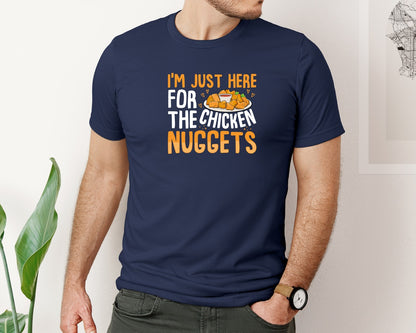 brand:Bella Canvas|color:Navy|Im Just Here For The Chicken Nuggets 3 Graphic T-Shirt