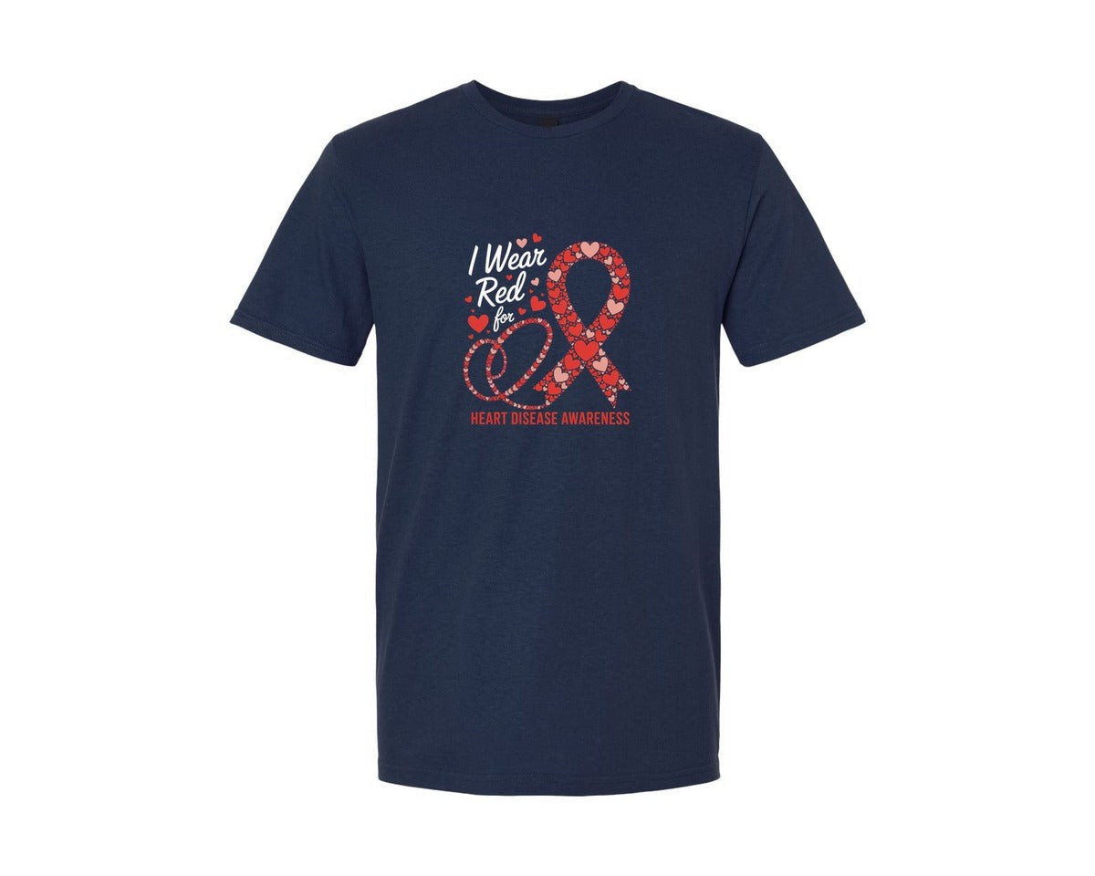 brand:Generic|color:Navy|I Wear Red Heart Disease Awareness 2 Graphic T-Shirt