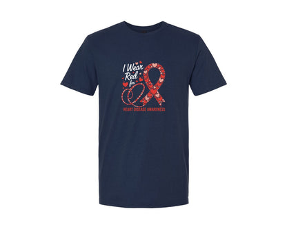 brand:Generic|color:Navy|I Wear Red Heart Disease Awareness 2 Graphic T-Shirt