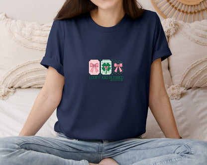 brand:Bella Canvas|color:Navy|Retro Coquette St Patricks Day 14 Graphic T-Shirt