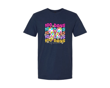 brand:Generic|color:Navy|Teacher Coquette Pencil Bow Colorful Graphic T-Shirt