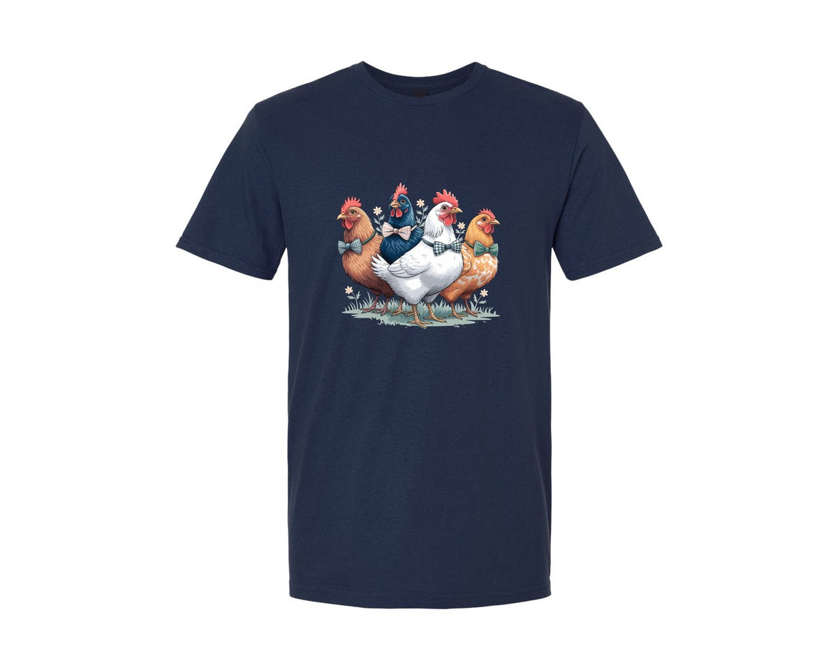 brand:Generic|color:Navy|Retro Coquette Chicken Farm Bird Graphic T-Shirt