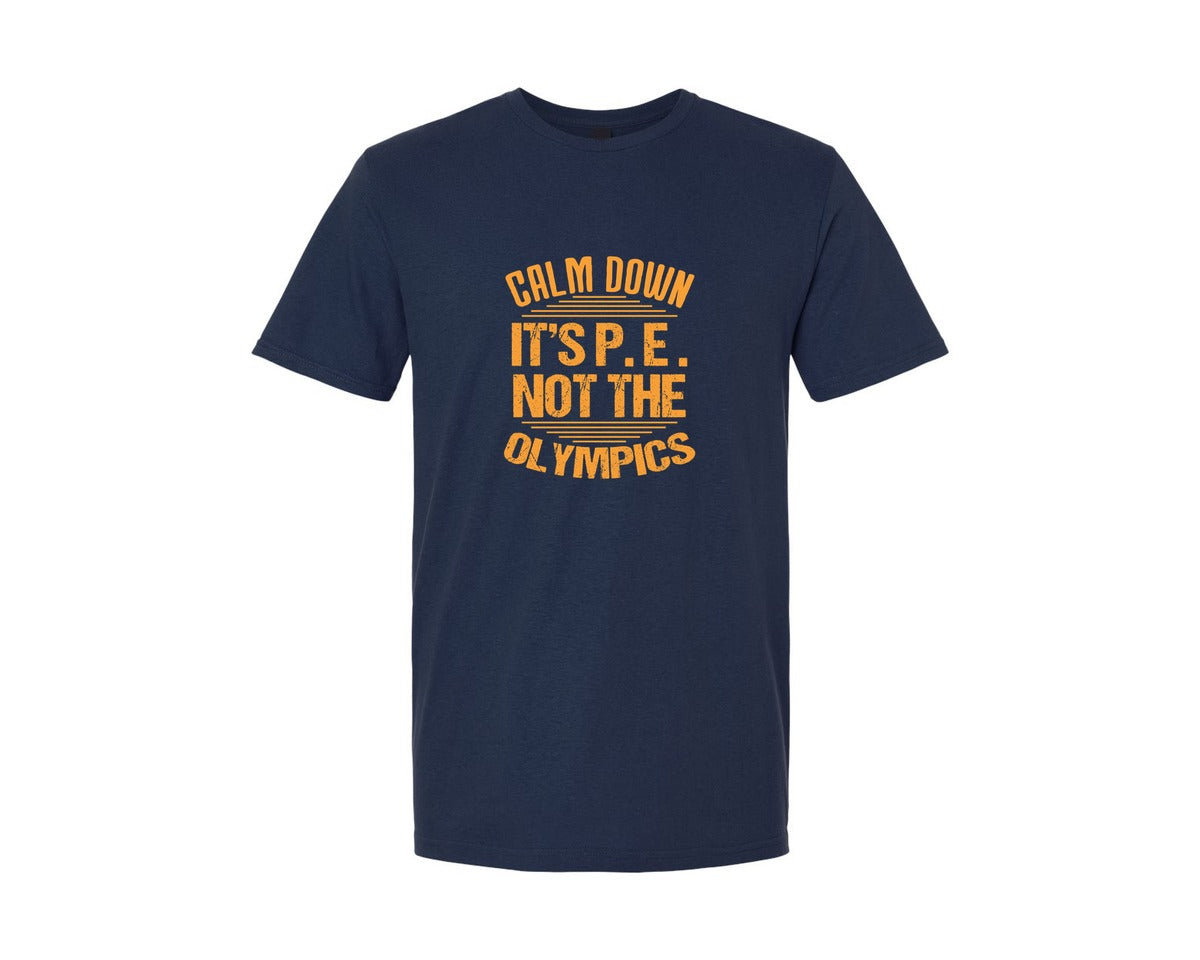 brand:Generic|color:Navy|Calm Down Its Pe Physical Education Graphic T-Shirt