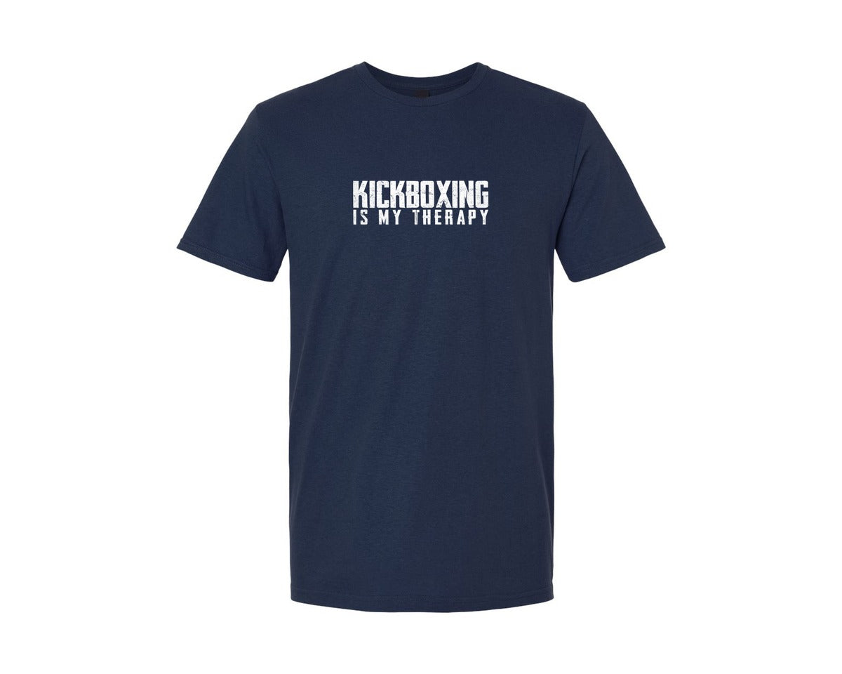 brand:Generic|color:Navy|Kickboxing Is My Therapy Retro T Shirt Graphic T-Shirt