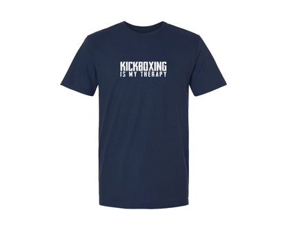 brand:Generic|color:Navy|Kickboxing Is My Therapy Retro T Shirt Graphic T-Shirt