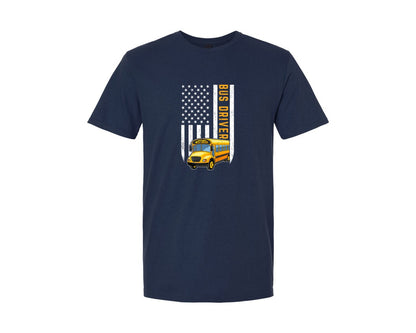 brand:Generic|color:Navy|School Bus Driver Usa American Flag 2 Graphic T-Shirt
