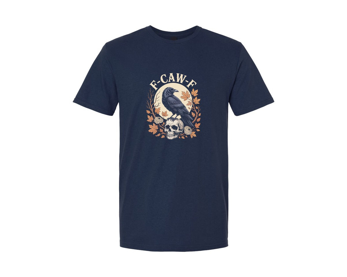brand:Generic|color:Navy|F Caw F Crow Halloween T Shirt Design Graphic T-Shirt