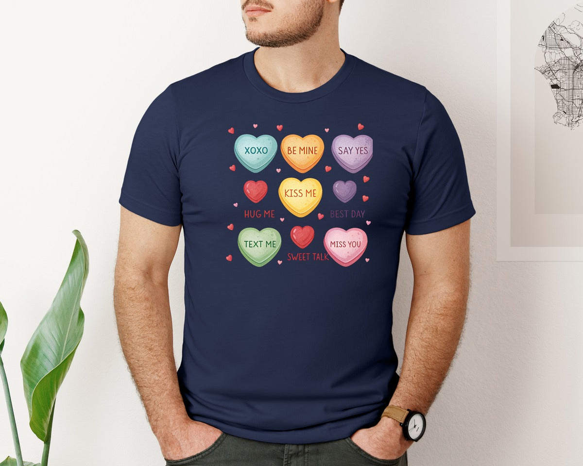 brand:Bella Canvas|color:Navy|Valentine Candy Heart Pngyou Are Enough 15 Graphic T-Shirt