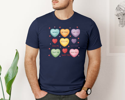 brand:Bella Canvas|color:Navy|Valentine Candy Heart Pngyou Are Enough 15 Graphic T-Shirt