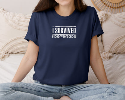 brand:Bella Canvas|color:Navy|I Survived 100 Days Of School 4 Graphic T-Shirt