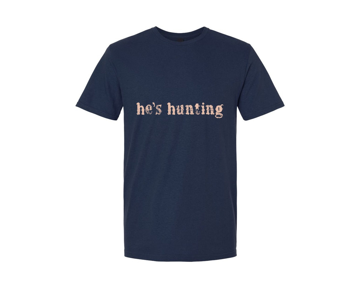 brand:Generic|color:Navy|Hes Hunting Hunting Season Graphic T-Shirt
