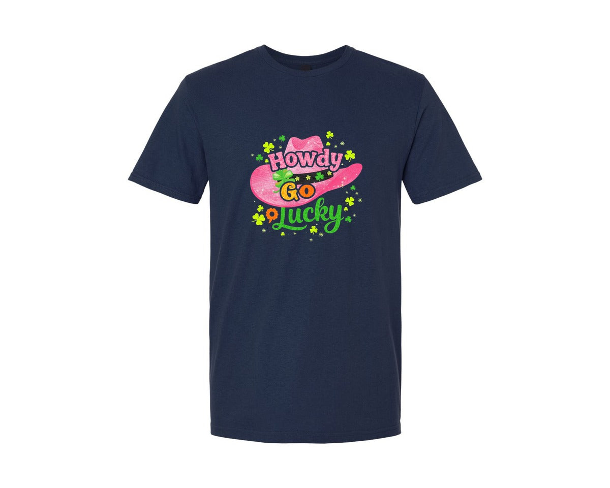 brand:Generic|color:Navy|Howdy Go Lucky Western St Patricks 3 Graphic T-Shirt