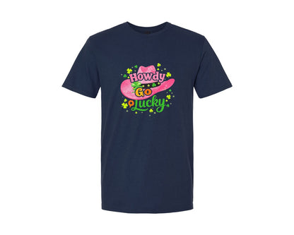 brand:Generic|color:Navy|Howdy Go Lucky Western St Patricks 3 Graphic T-Shirt