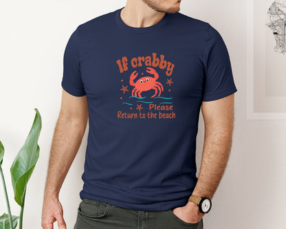 brand:Bella Canvas|color:Navy|Funny Summer Crab Beach Graphic T-Shirt
