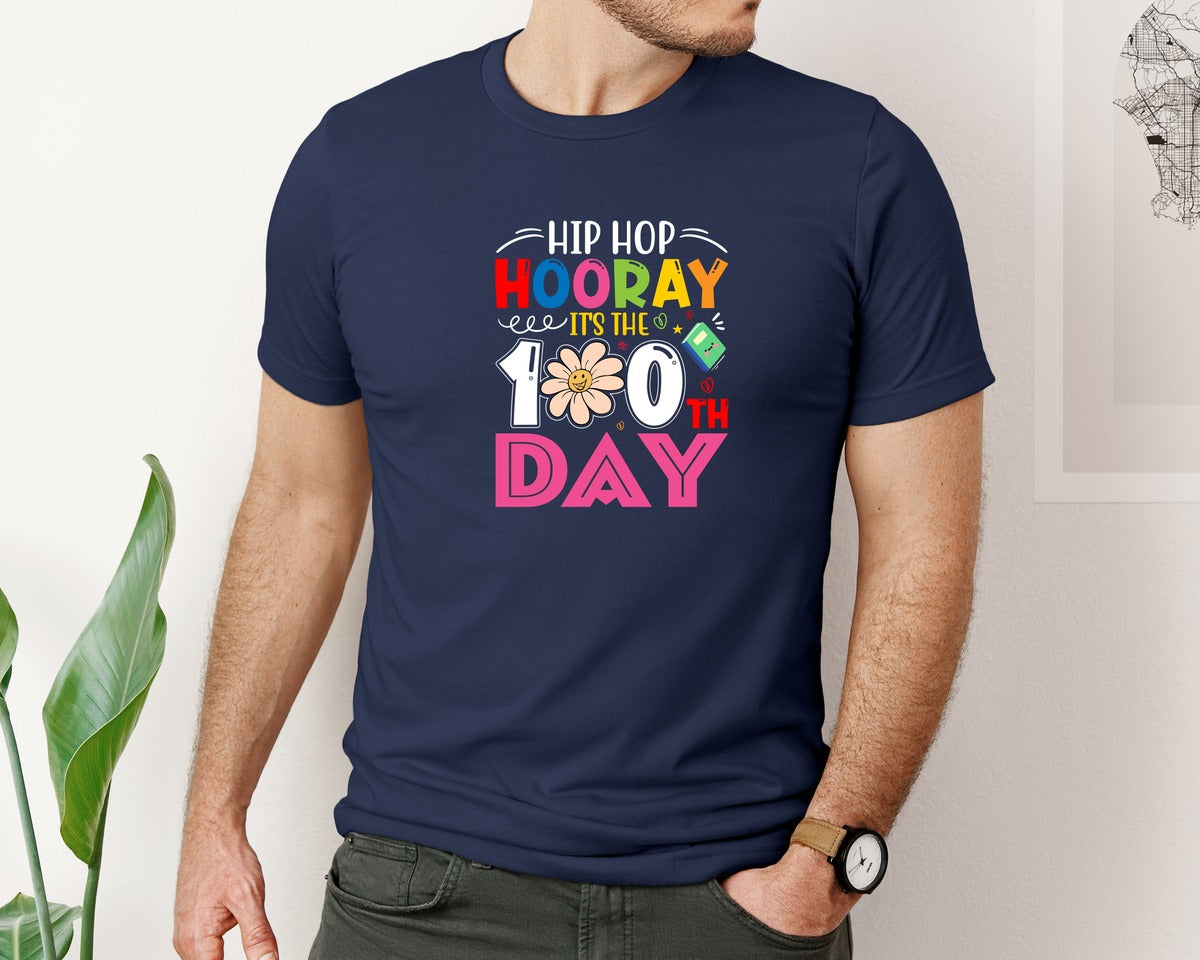 brand:Bella Canvas|color:Navy|100 Days Of School 92 Graphic T-Shirt