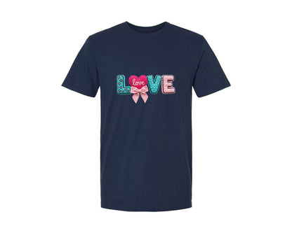 brand:Generic|color:Navy|Yarn Crochet Love Valentines 3 Graphic T-Shirt