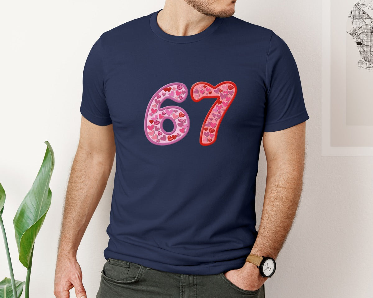 brand:Bella Canvas|color:Navy|Knitted Puffy Gradient 67 Valentine Graphic T-Shirt