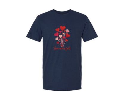 brand:Generic|color:Navy|Yarn Heart Love Never Fails Graphic T-Shirt