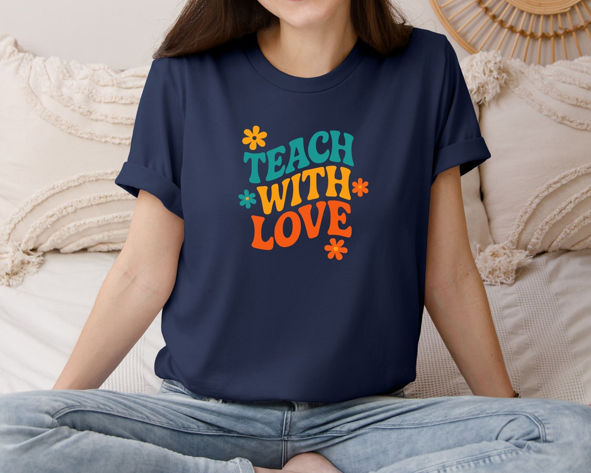 brand:Bella Canvas|color:Navy|Teach With Love 15 Graphic T-Shirt