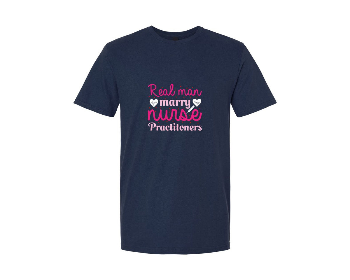 brand:Generic|color:Navy|Real Men Marry Np Nurse Couple Shirt Graphic T-Shirt